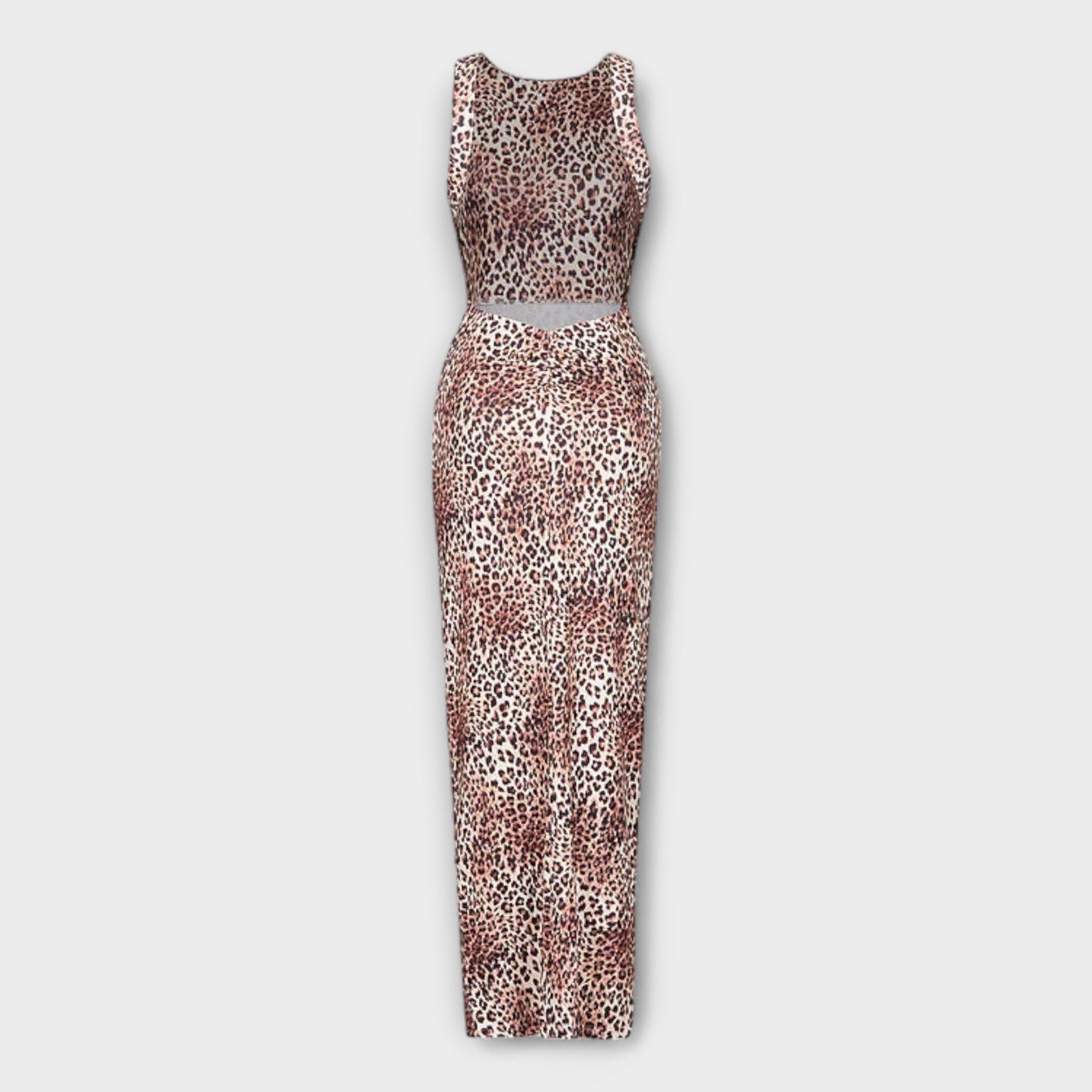 Della - Maxi Dress with Leopard Print and Open Back