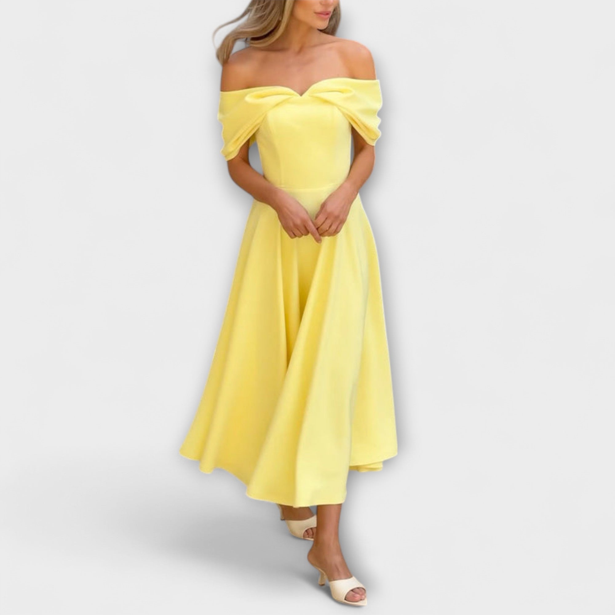 Romy - Chic Off-the-Shoulder Draped Maxi Dress