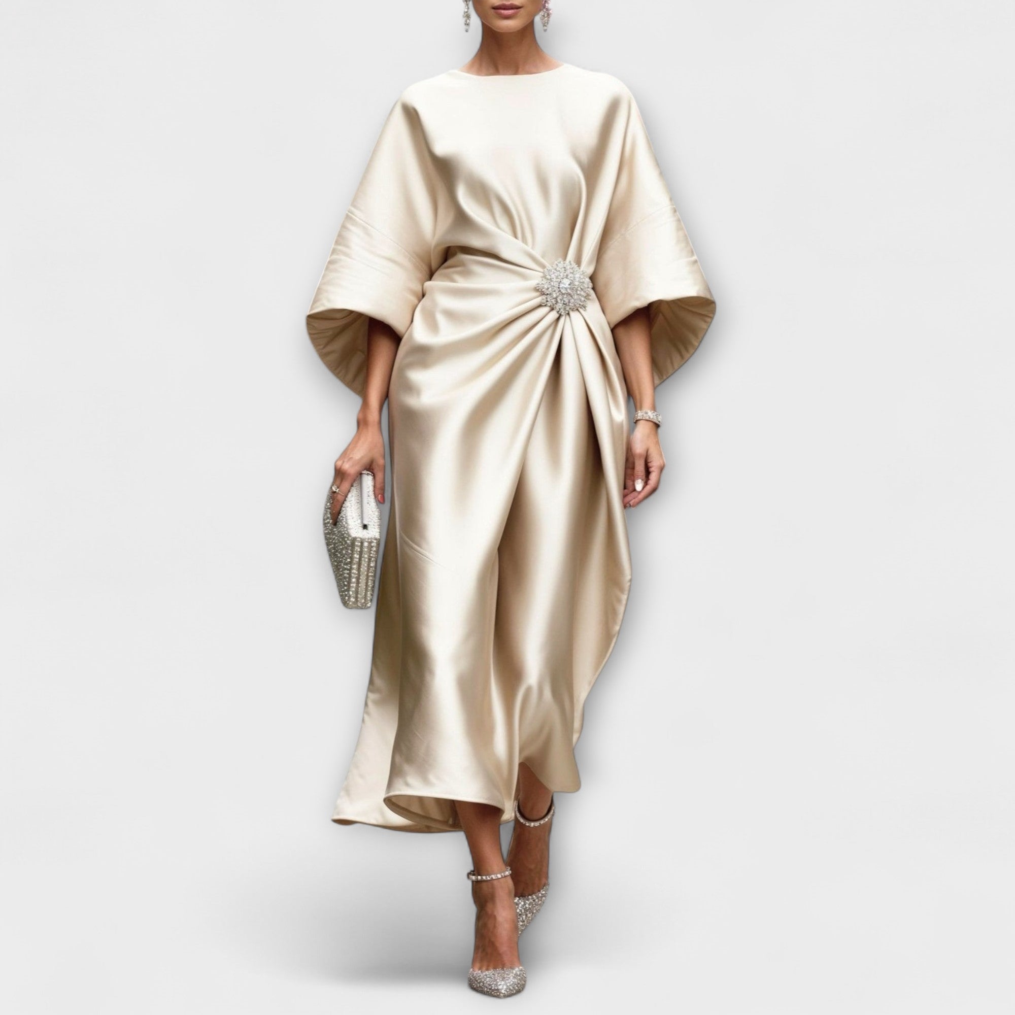 Luxe Shimmer Satin Maxi Dress