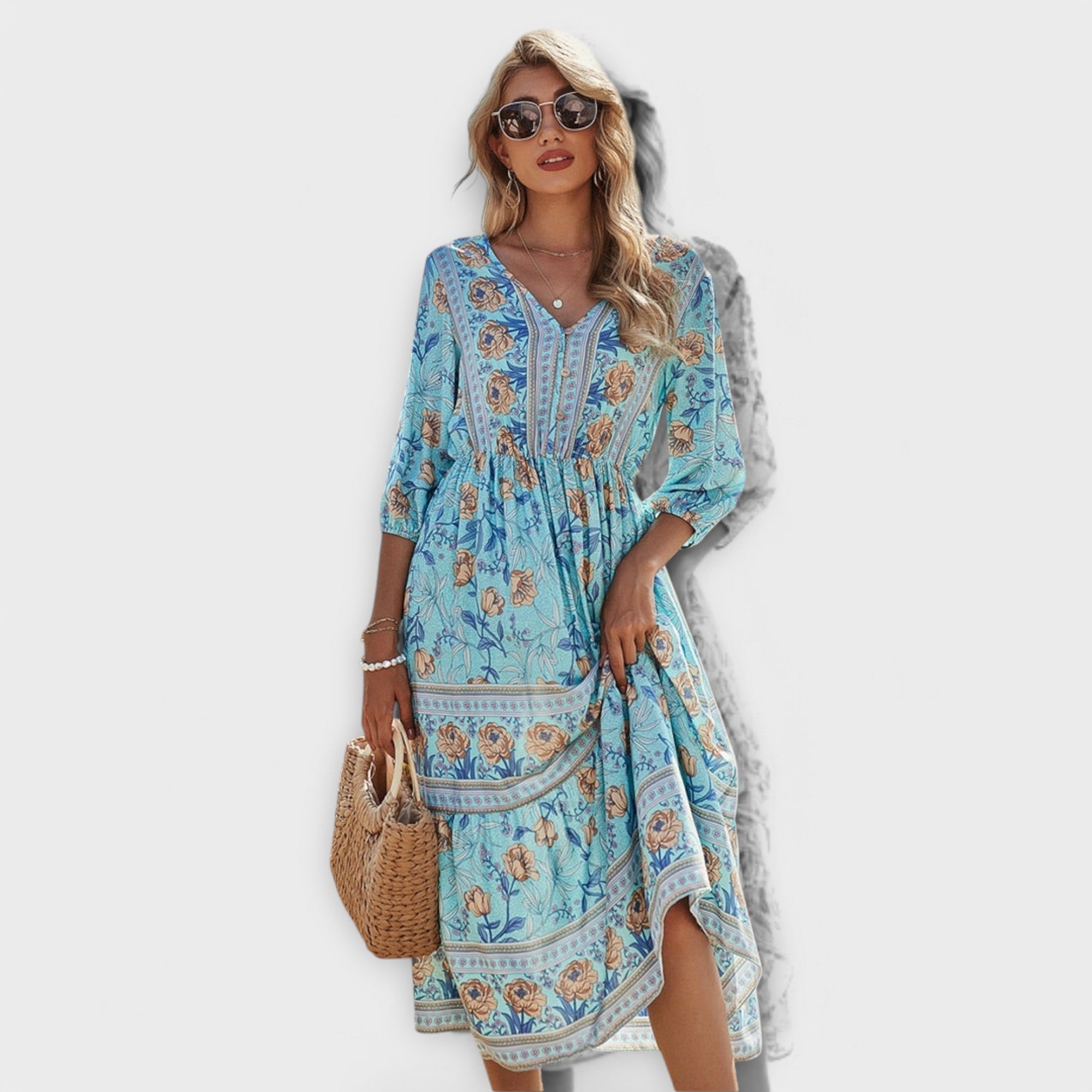 Xandra - Elegant Dress with Floral Print