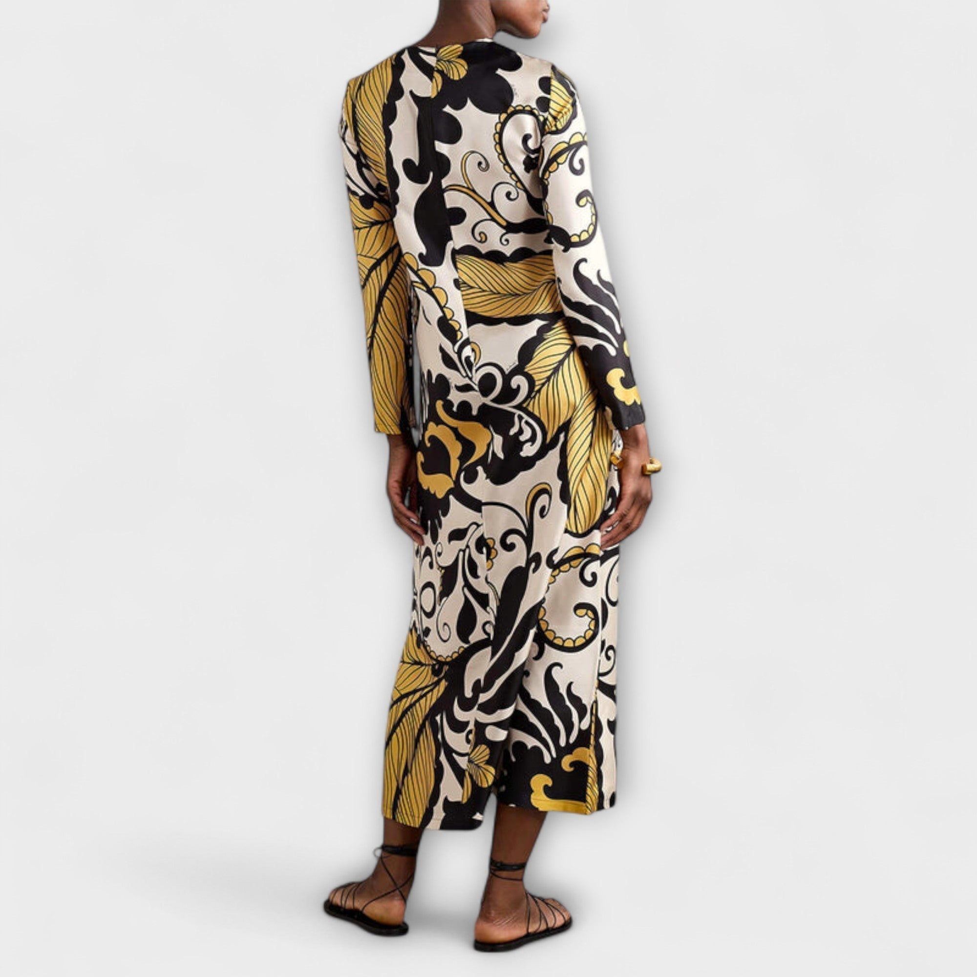 Luana - Eye-catching Satin Swing Twill Midi Dress