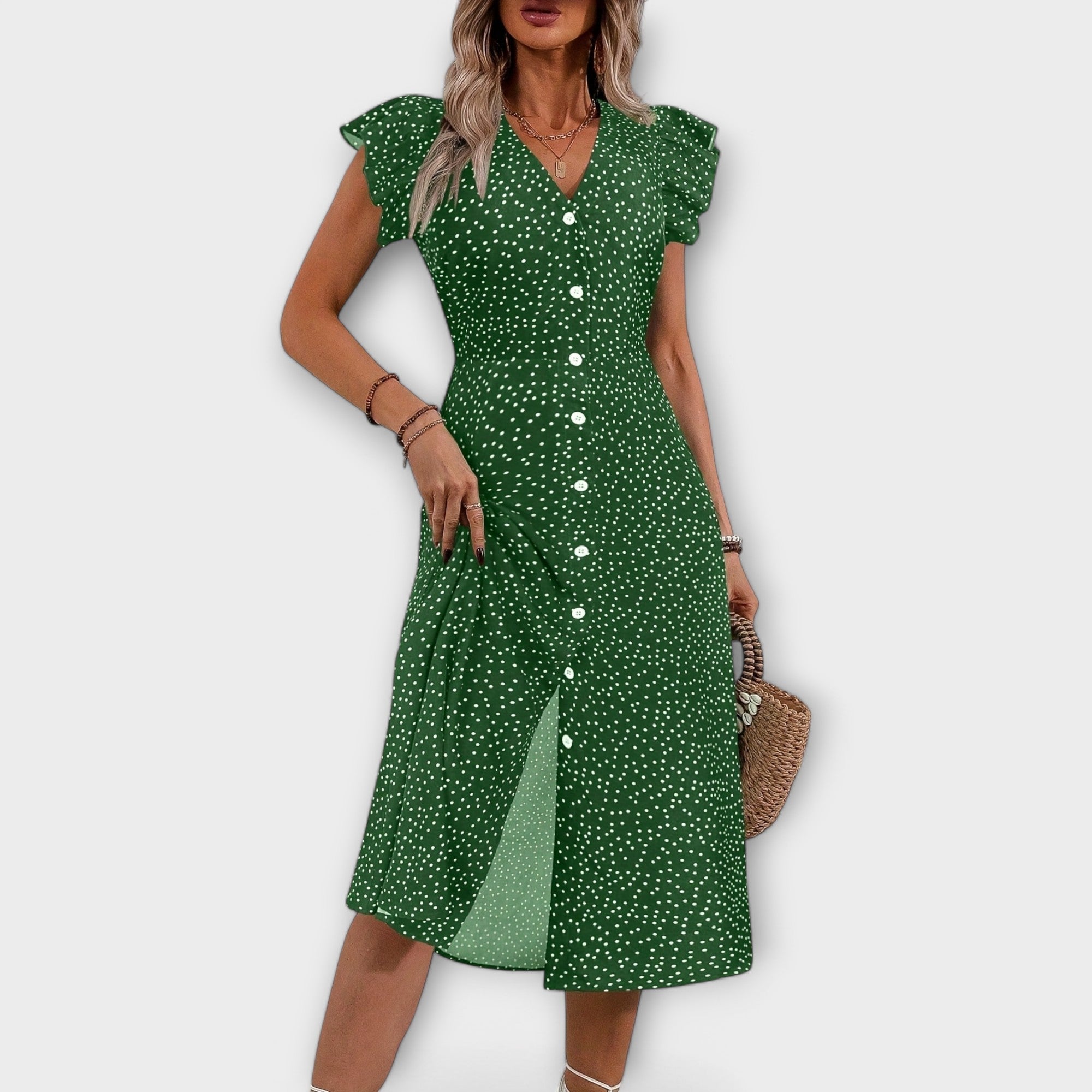 Chic Polka Dot Midi Dress
