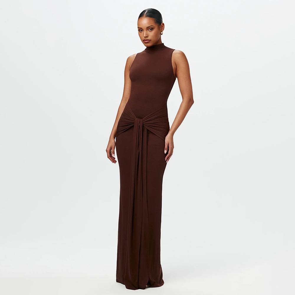 Calista - Stylish Knotted Maxi Dress Made of Flowing Chiffon