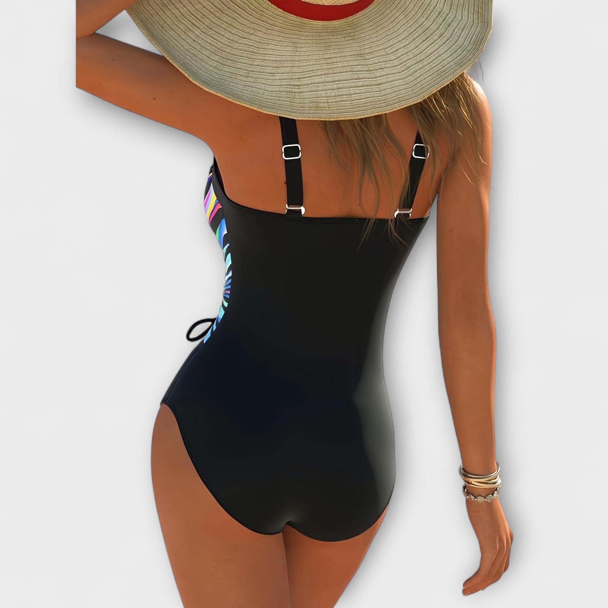 Fashionable High Elastic Swimsuit with Crossed Front Detail