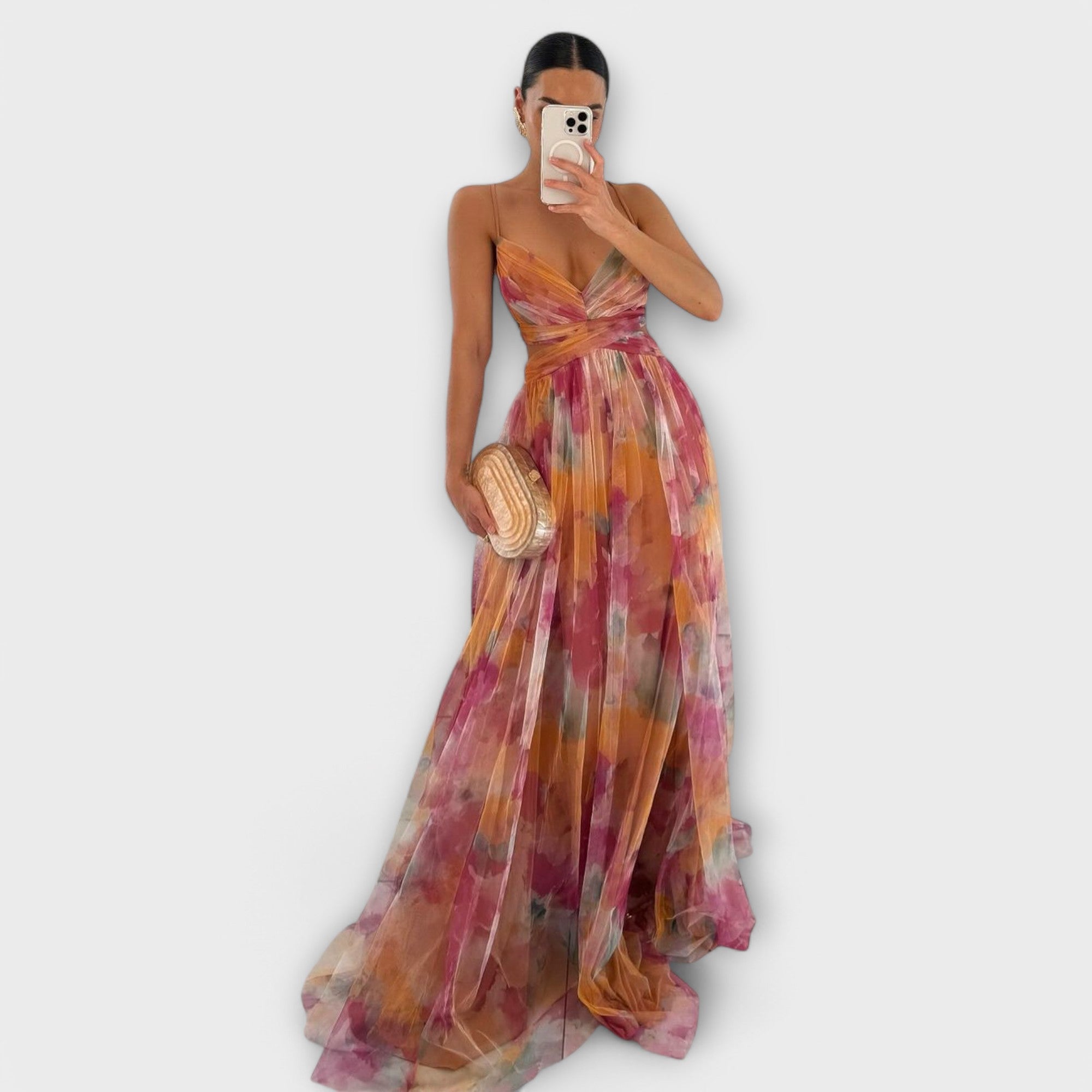 Annai Mesh Maxi Dress - Elegant and Figure-Enhancing