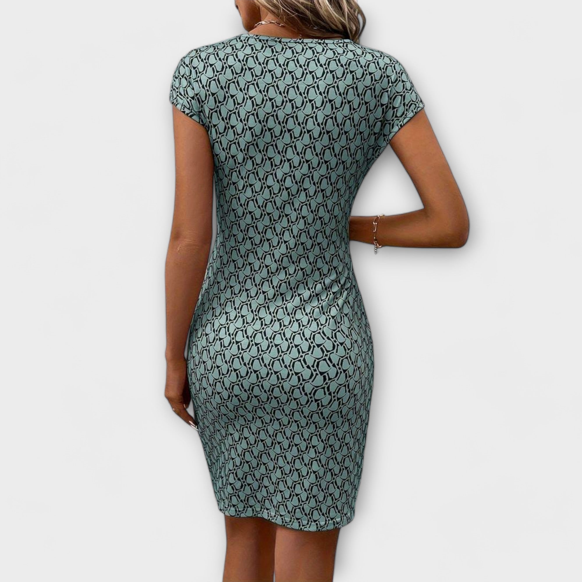 Emma - Short-Sleeved Tulip Dress with All-Over Print