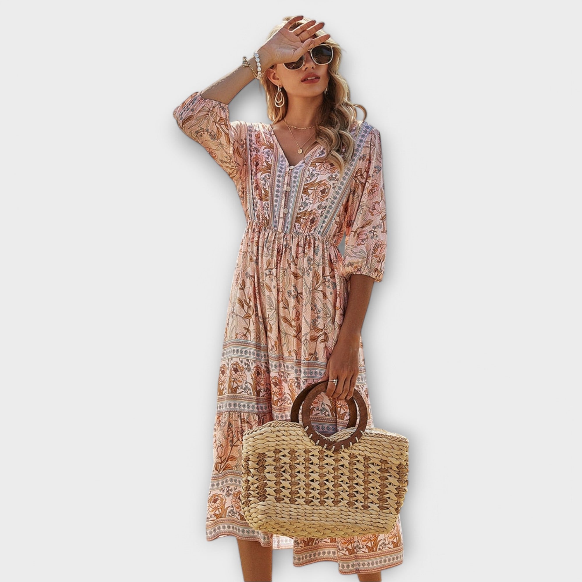 Xandra - Elegant Dress with Floral Print