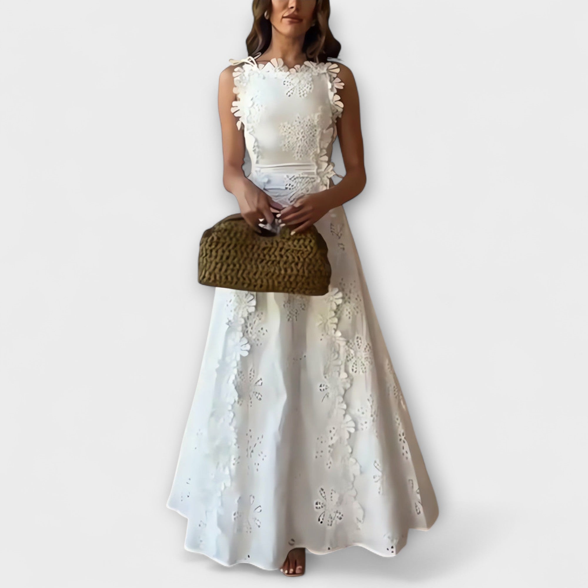 Éliora – Lace Floral Tie-Strap Maxi Dress