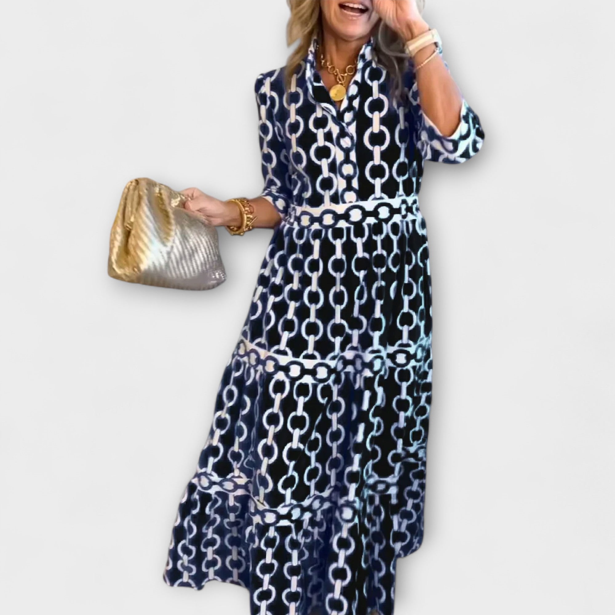 Juliette - Midi Dress with Chain Pattern