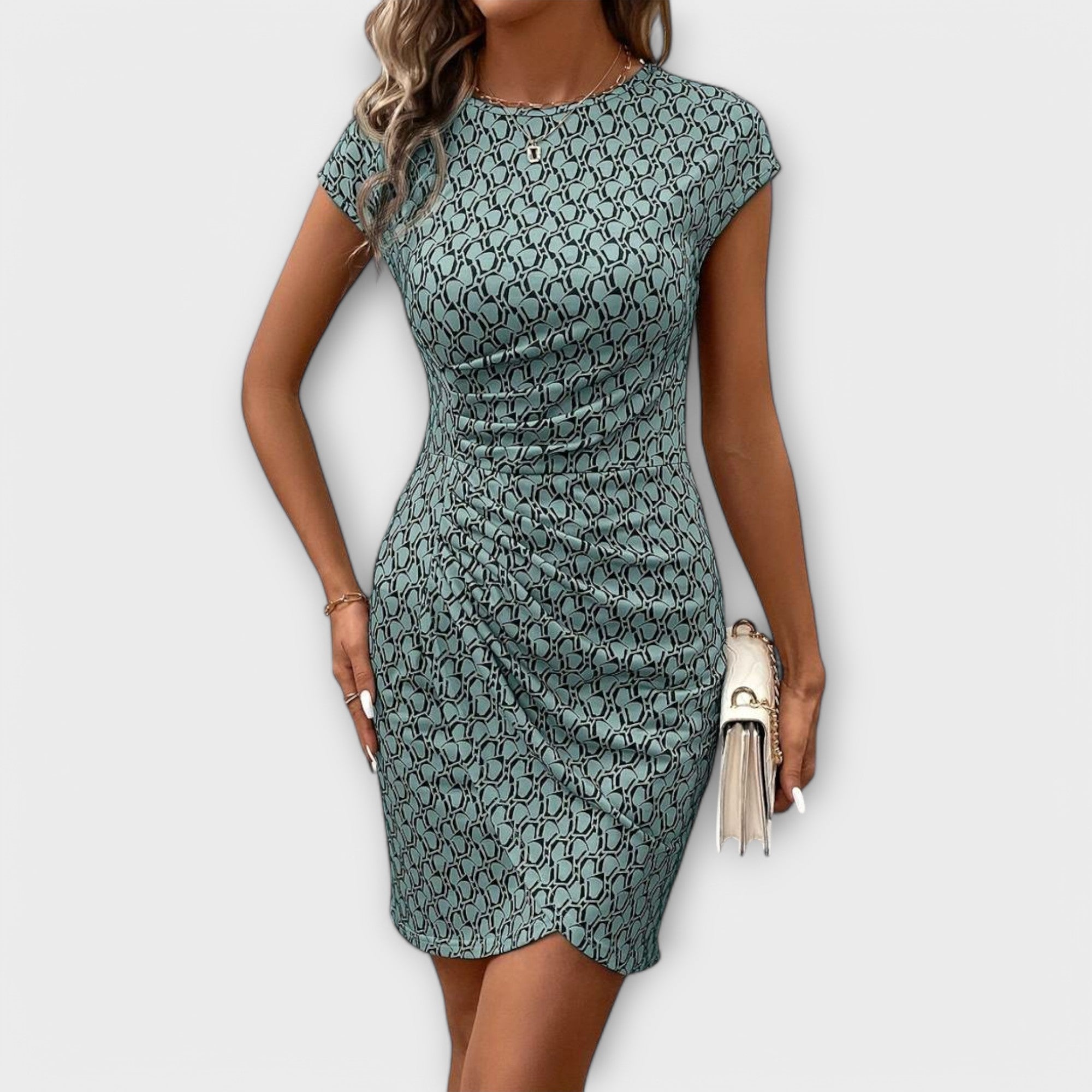 Emma - Short-Sleeved Tulip Dress with All-Over Print