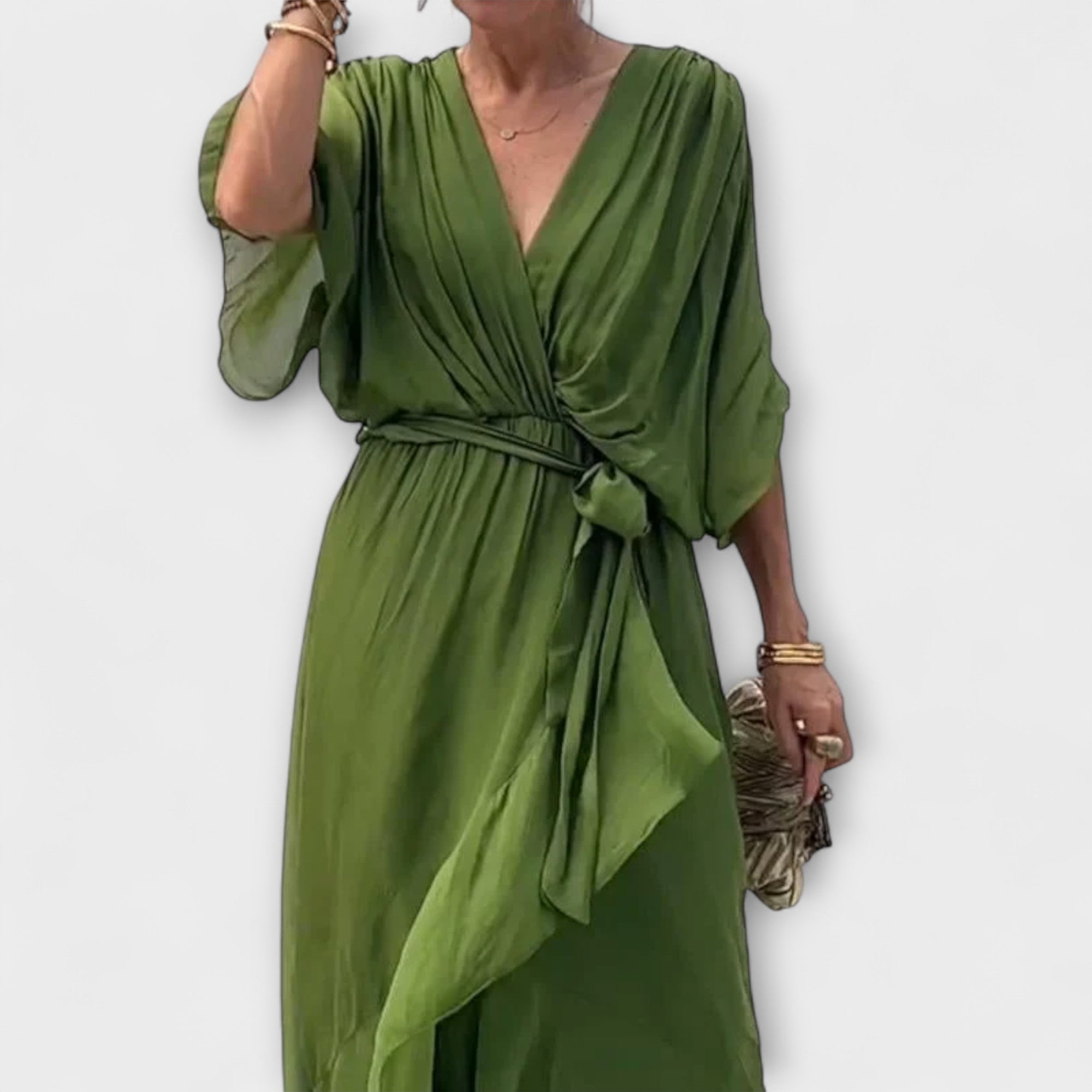 Amoura - Chiffon Dress with V-Neck