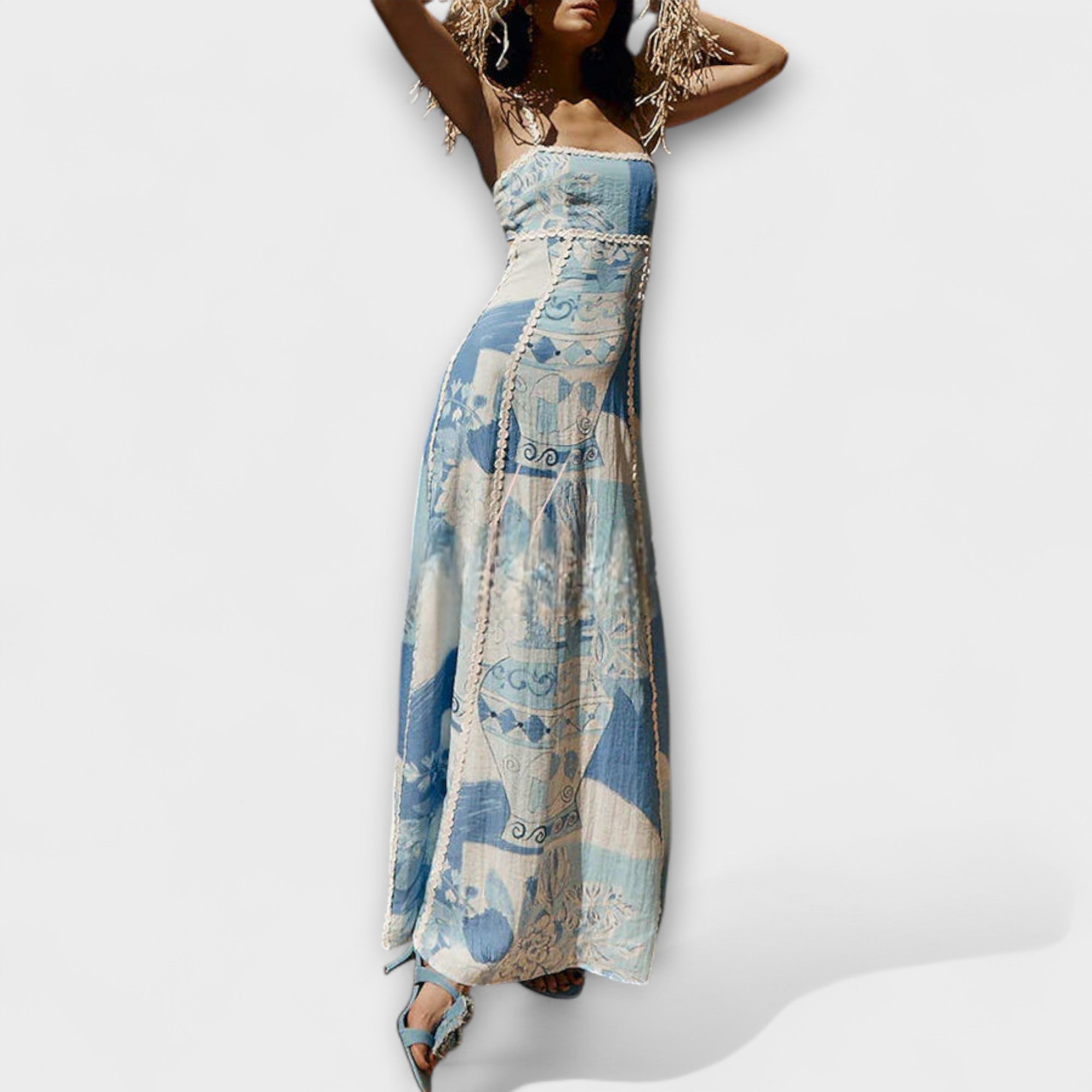 Terazza Ric Rac - Slip Flared Linen Maxi Dress