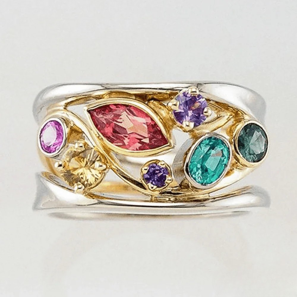 Vintage Ring with Gold and Silver-Coloured Zirconia