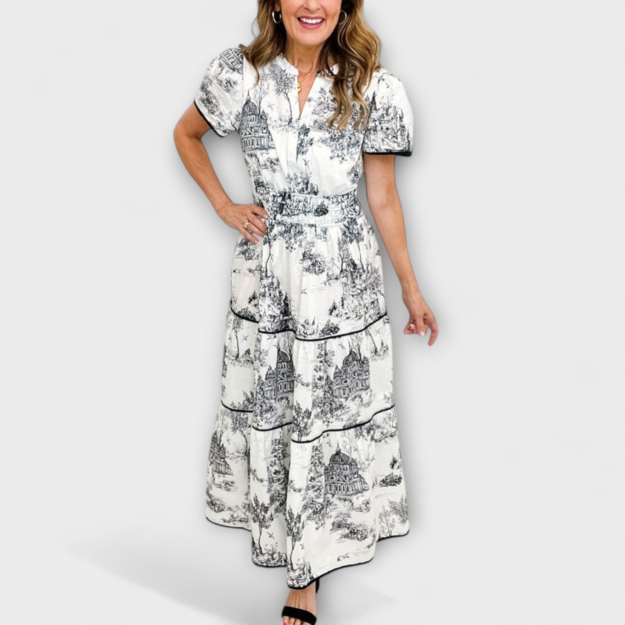 Eliza - Timeless Toile Maxi Dress