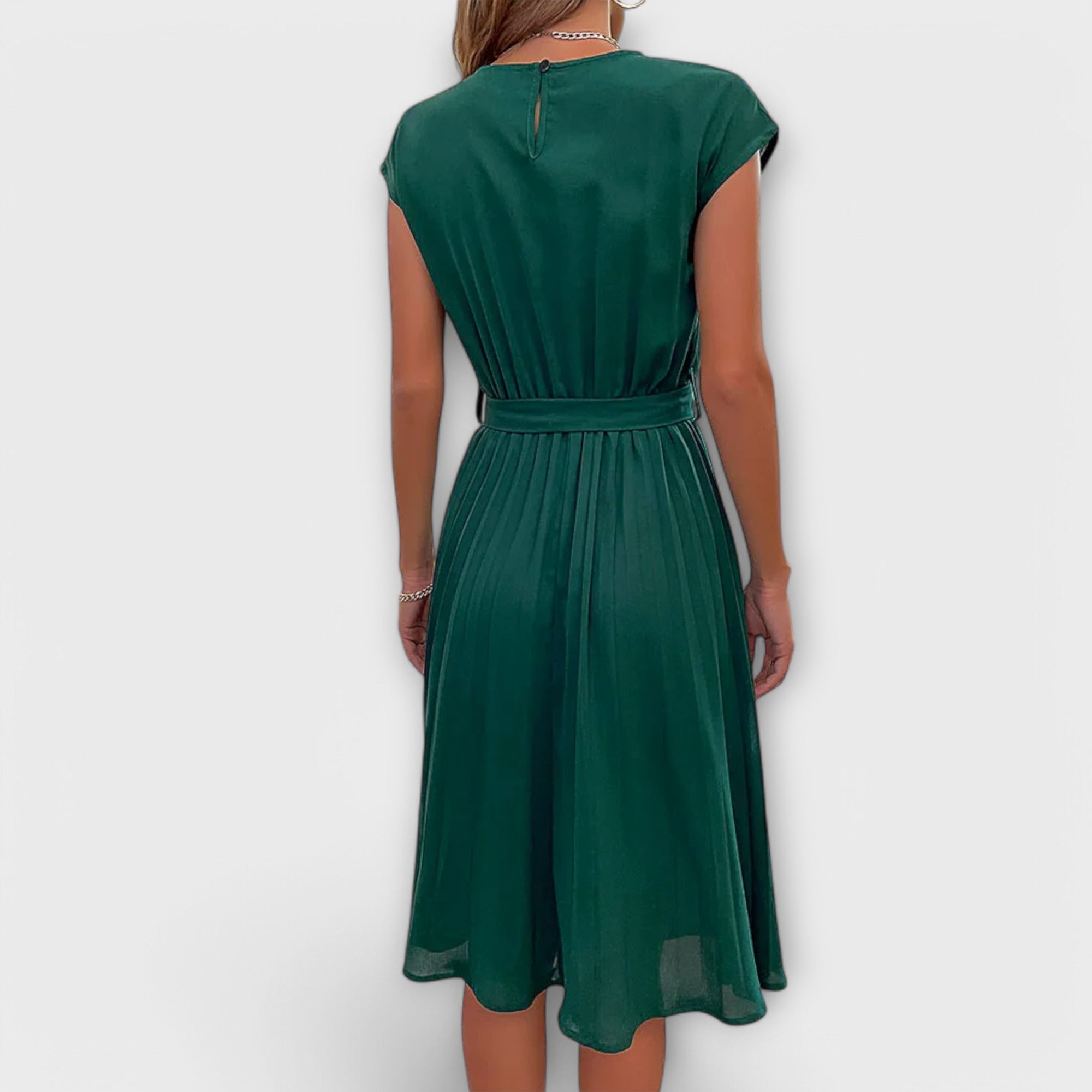 Claire - Short Sleeve, Pleated, Casual Midi Dress