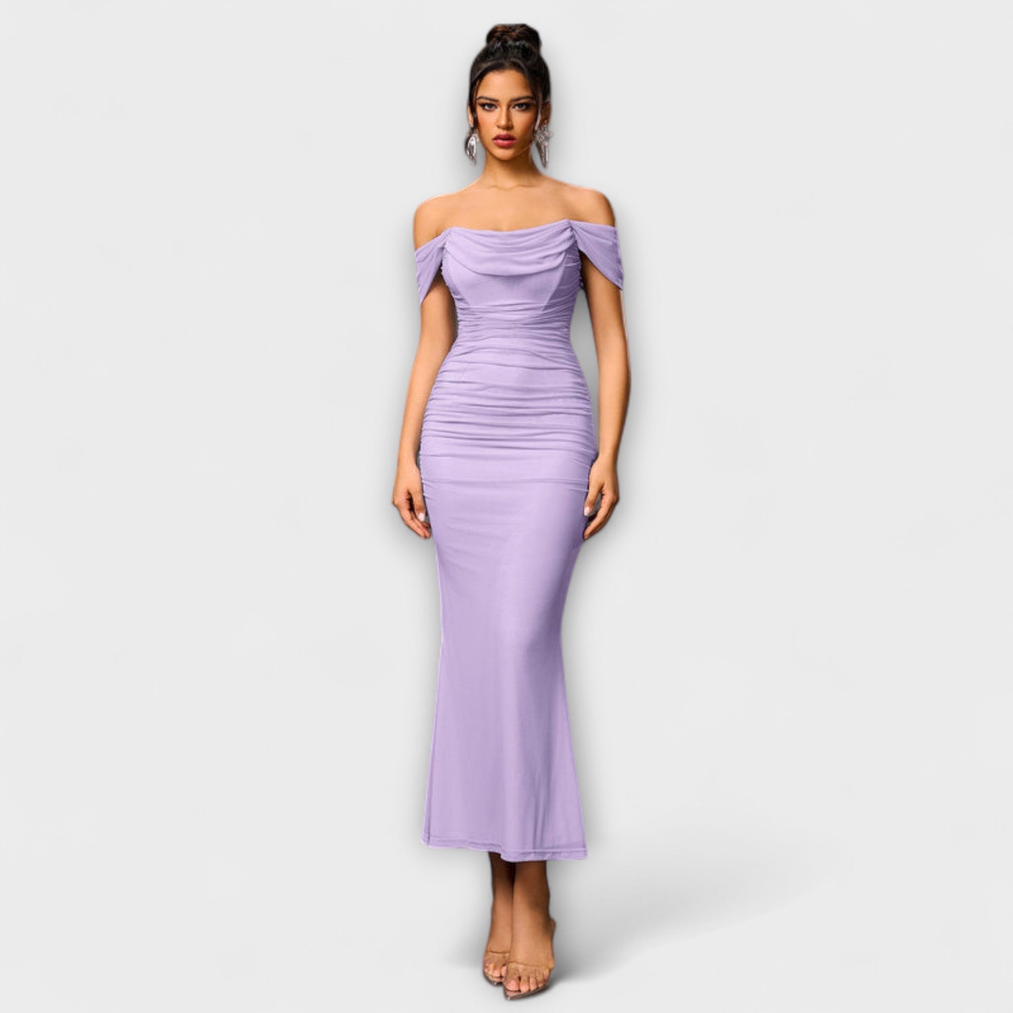 Ione - Off-Shoulder Ruched Bodycon Dress