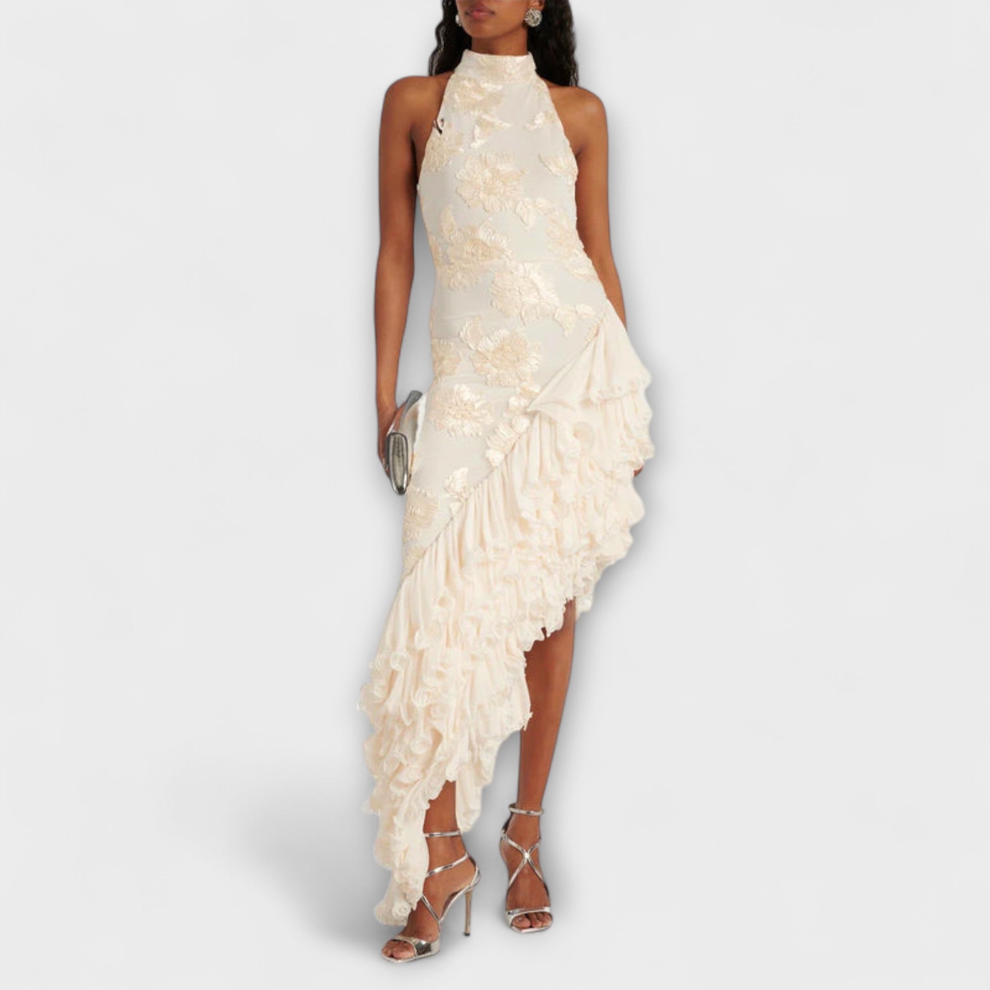 Karen - Maxi Dress with Floral Appliqués