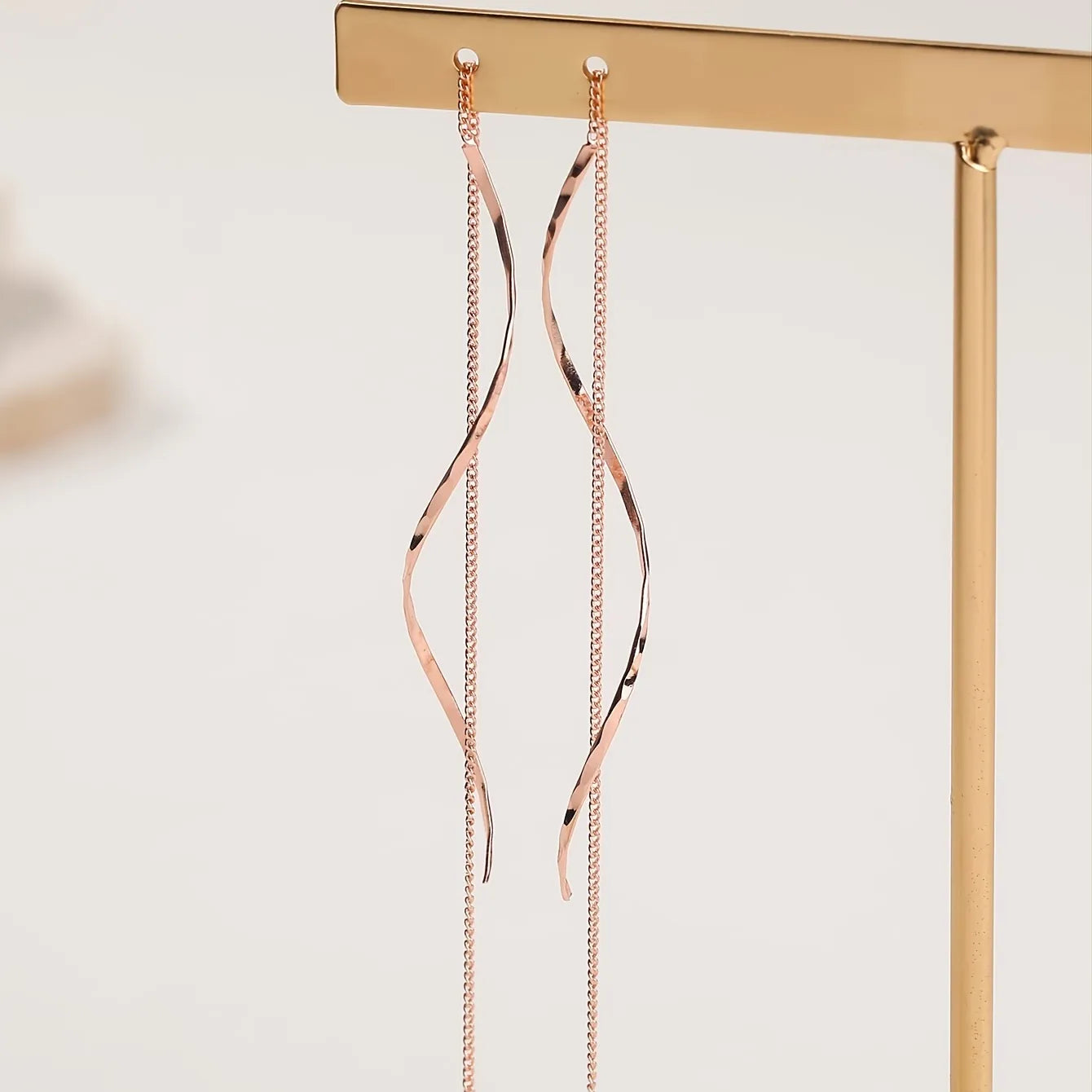 Long Earrings with Wave Design