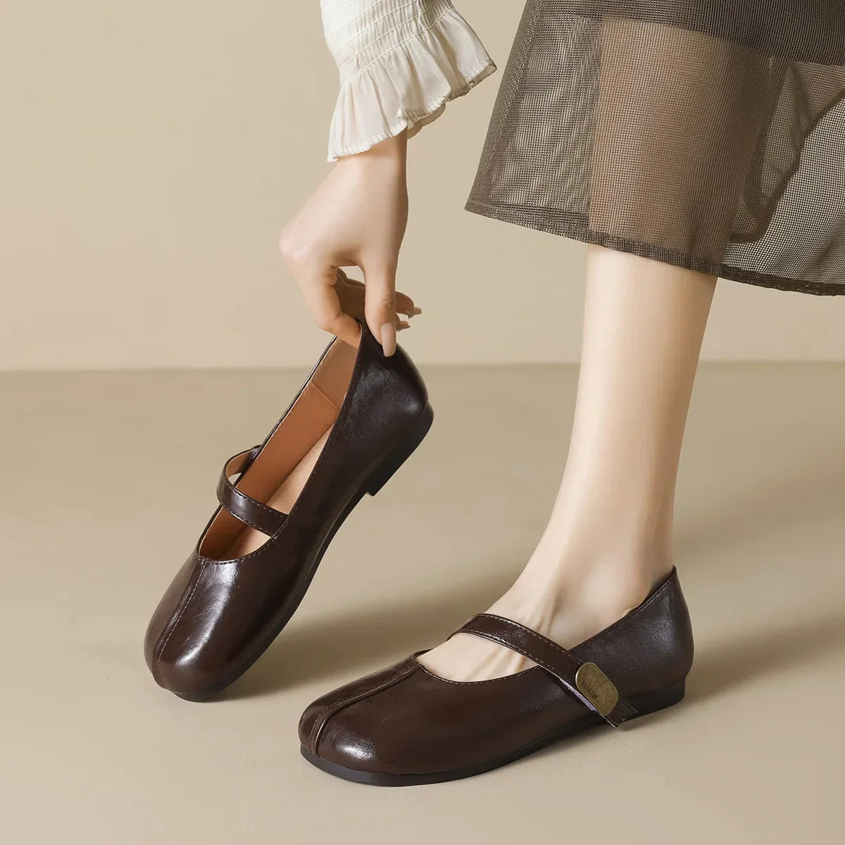 Round Toe Chunky Dress Flats