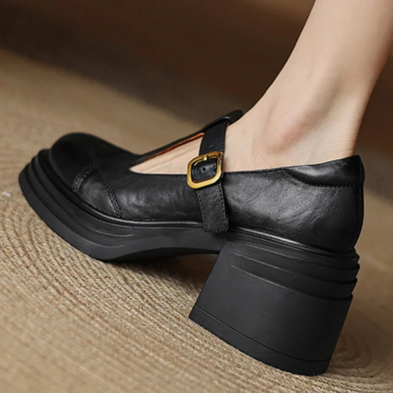 Comfy Leather T-strap Mary Janes