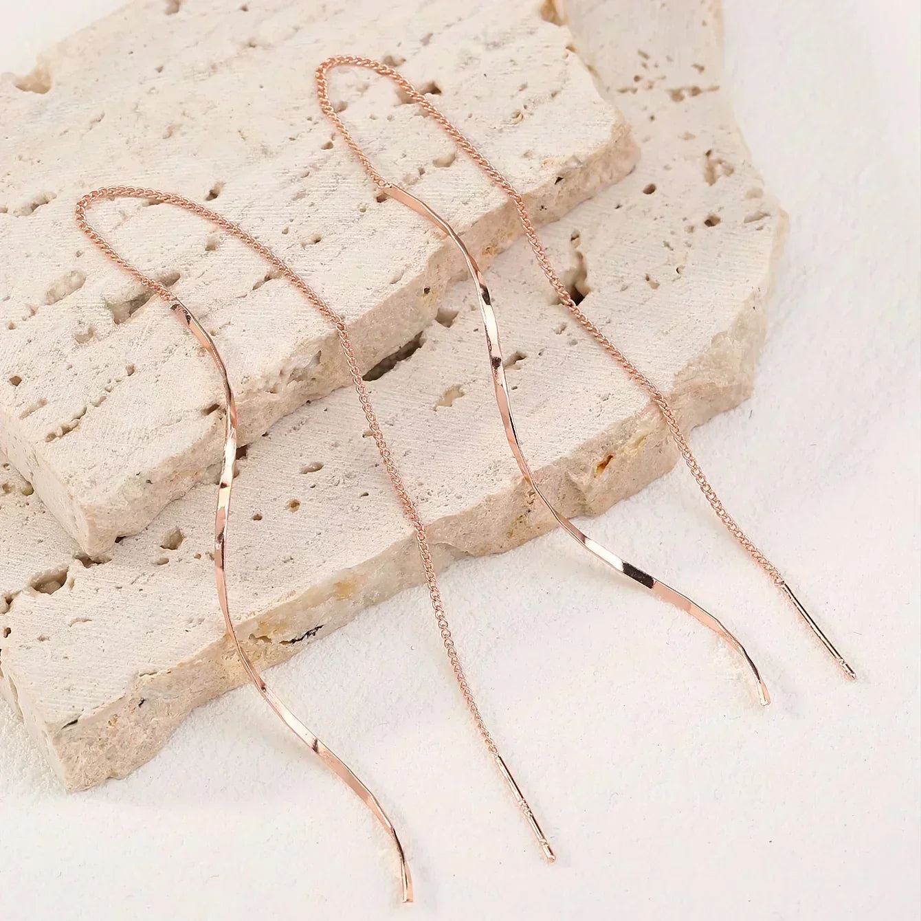 Long Earrings with Wave Design