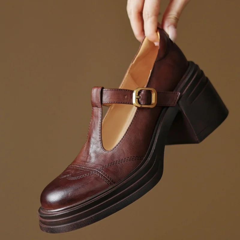 Comfy Leather T-strap Mary Janes