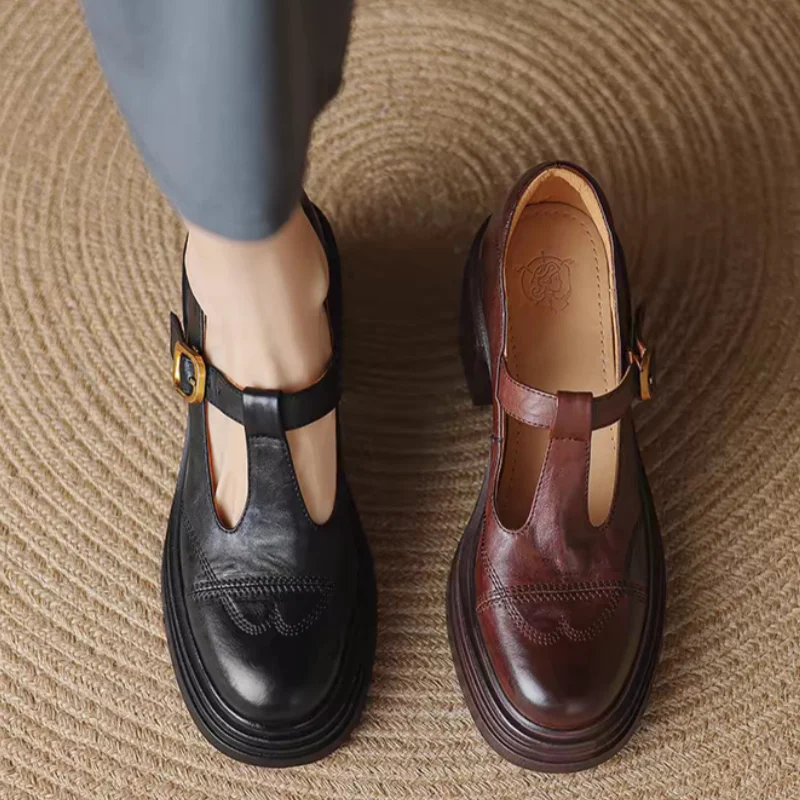 Comfy Leather T-strap Mary Janes