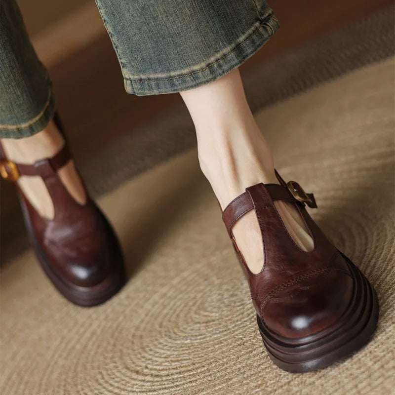 Comfy Leather T-strap Mary Janes