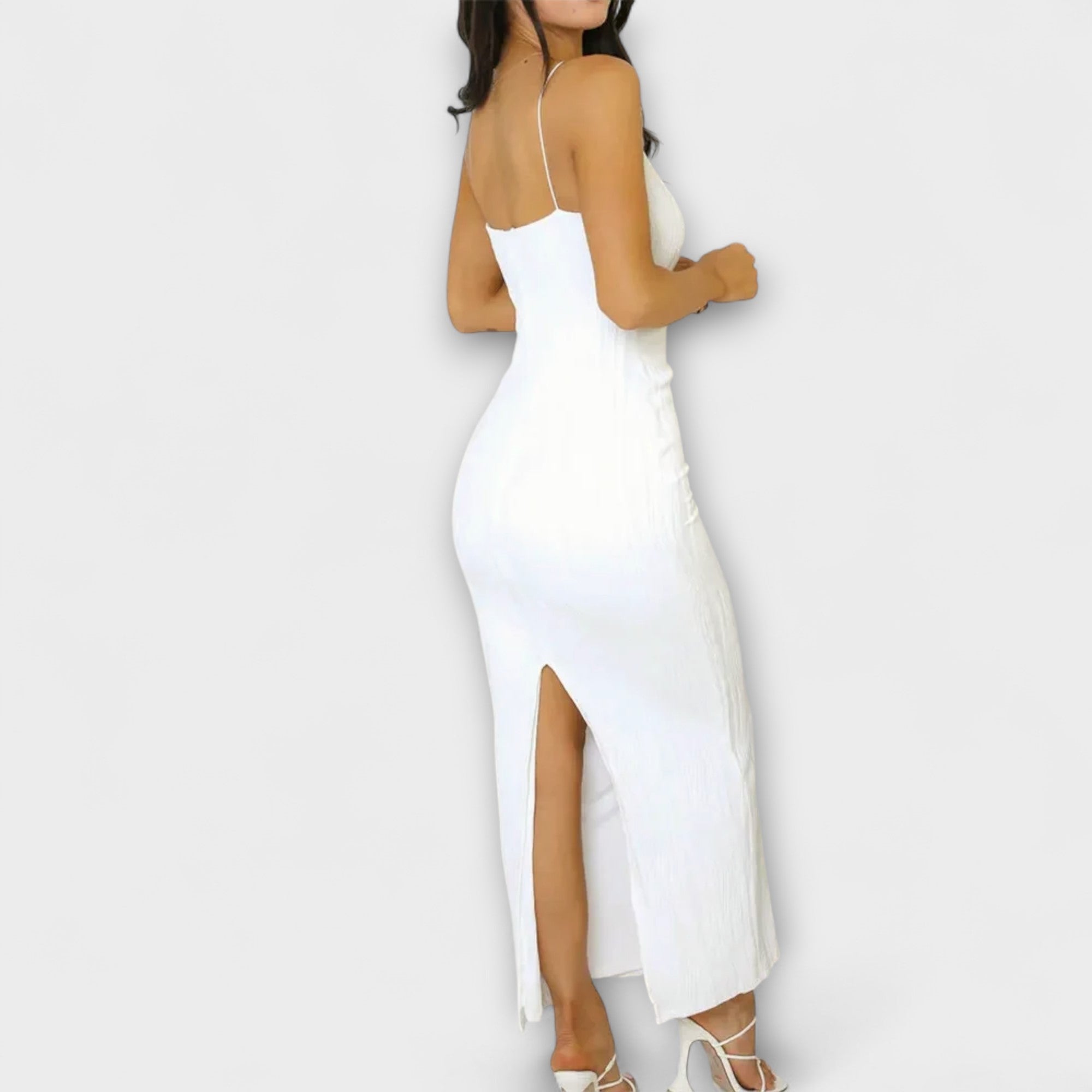 Chic sleeveless ruched long dress
