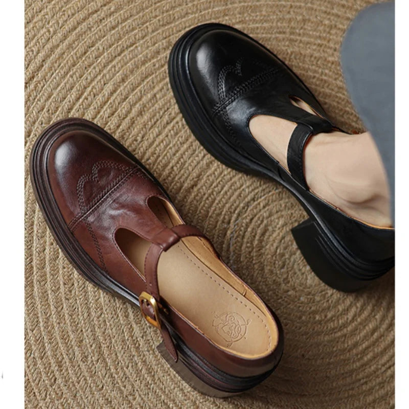 Comfy Leather T-strap Mary Janes