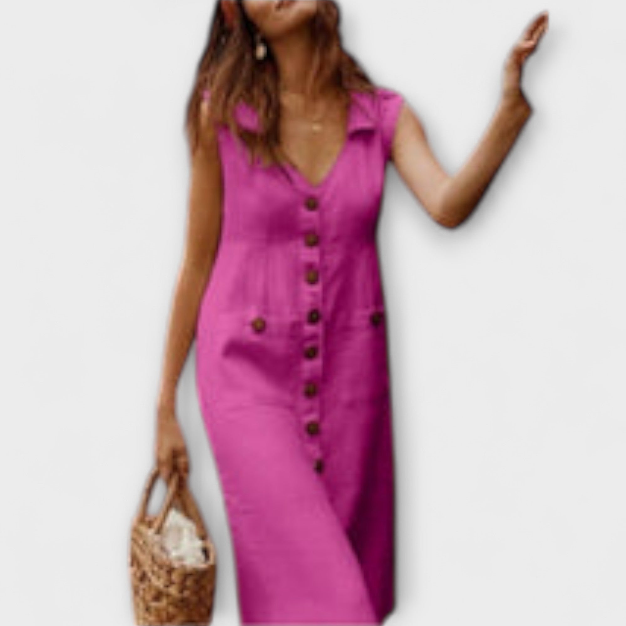 Nora – A-Line Dress Made of Cotton-Linen with Notched Collar