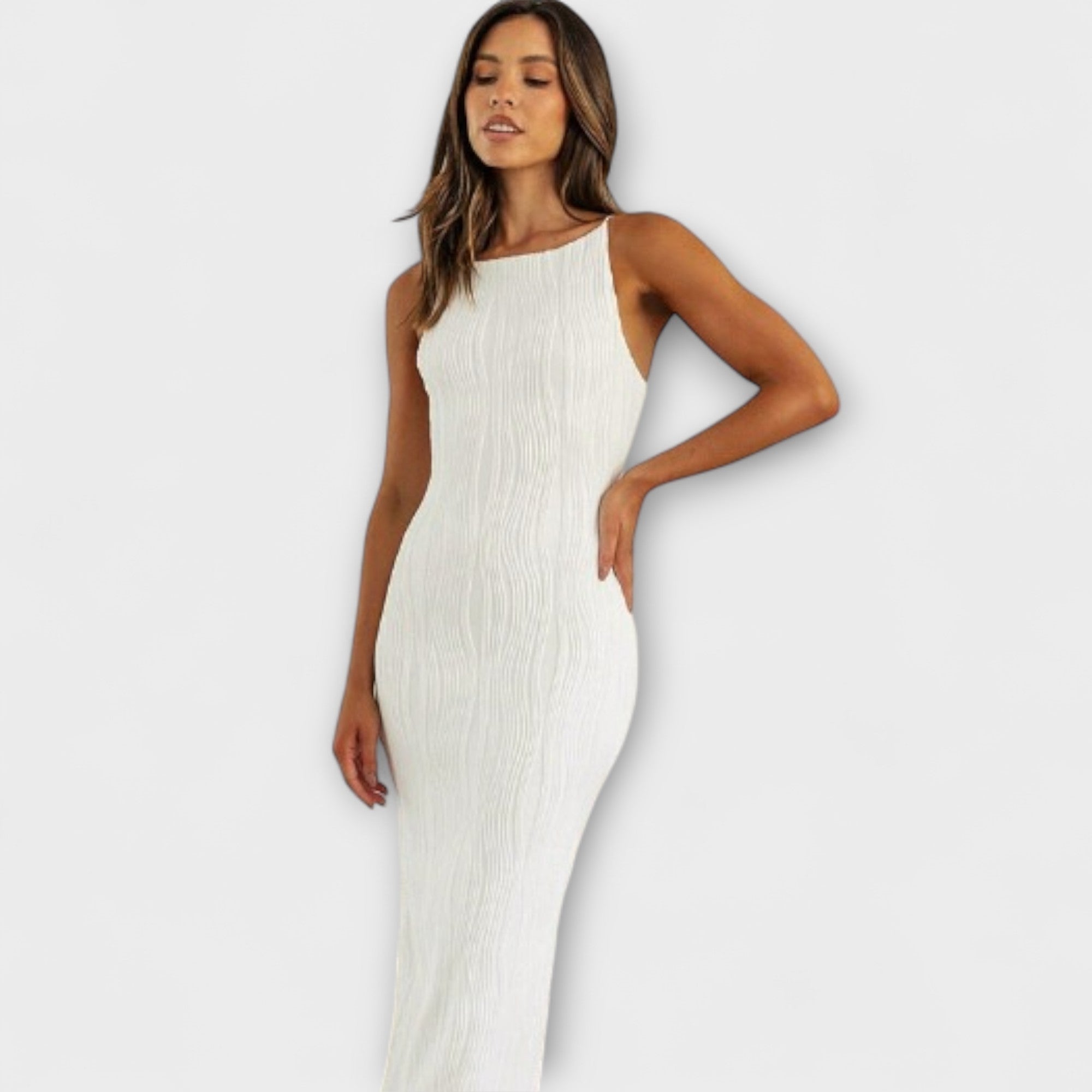 Chic sleeveless ruched long dress