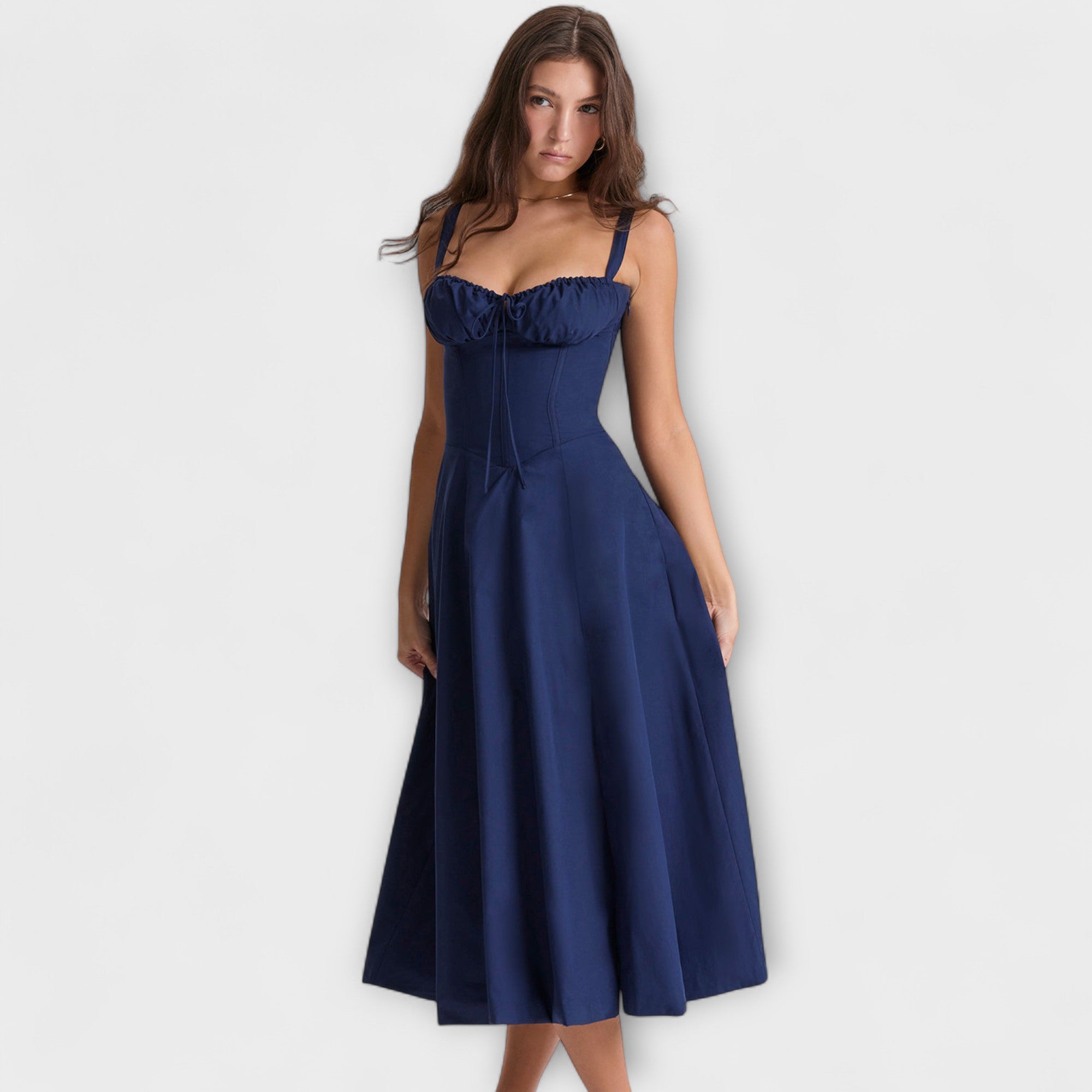 Zipporas - Tailored Bustier Dress with Modern Spring Floral Print