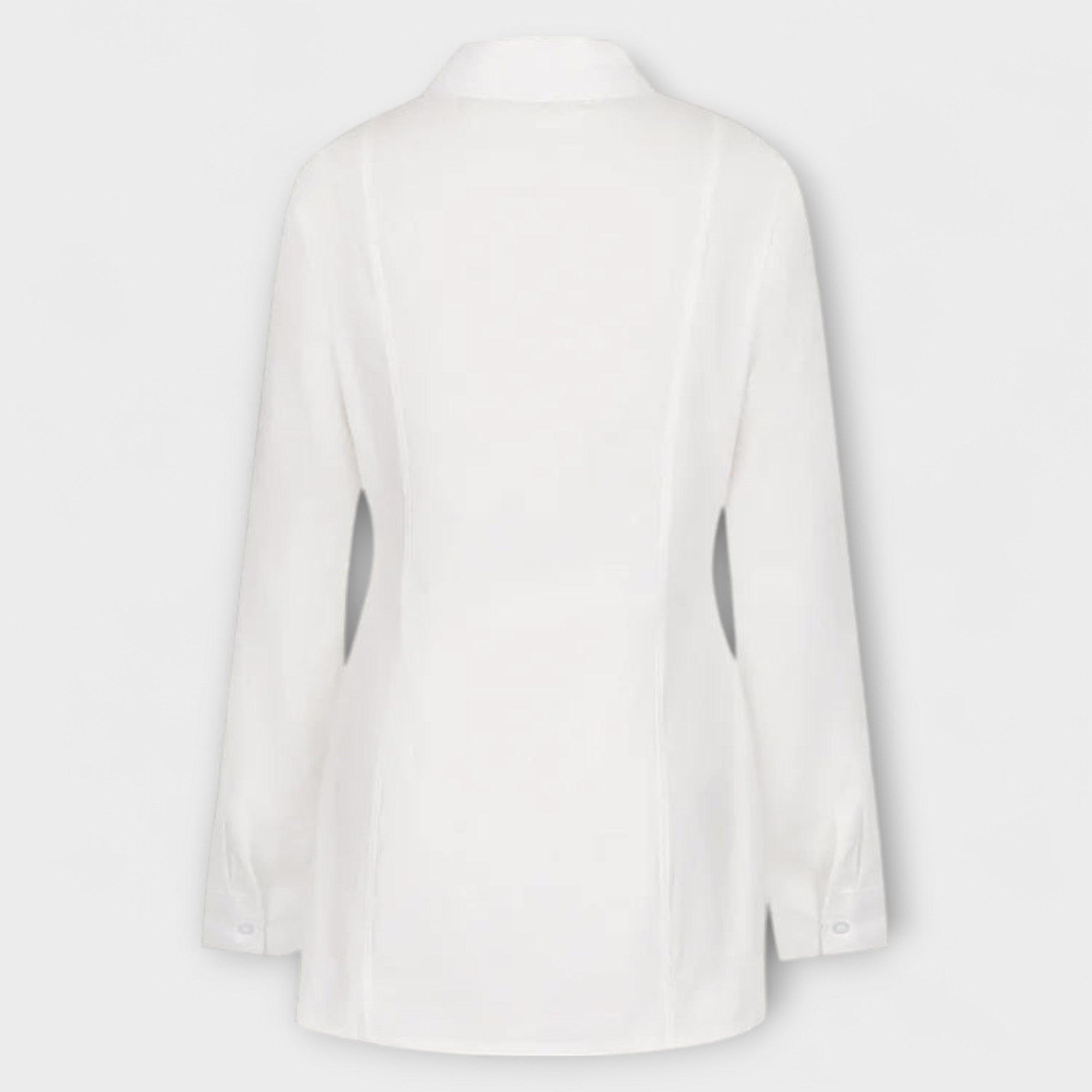 Indie - Long-sleeved white pleated shirt dress