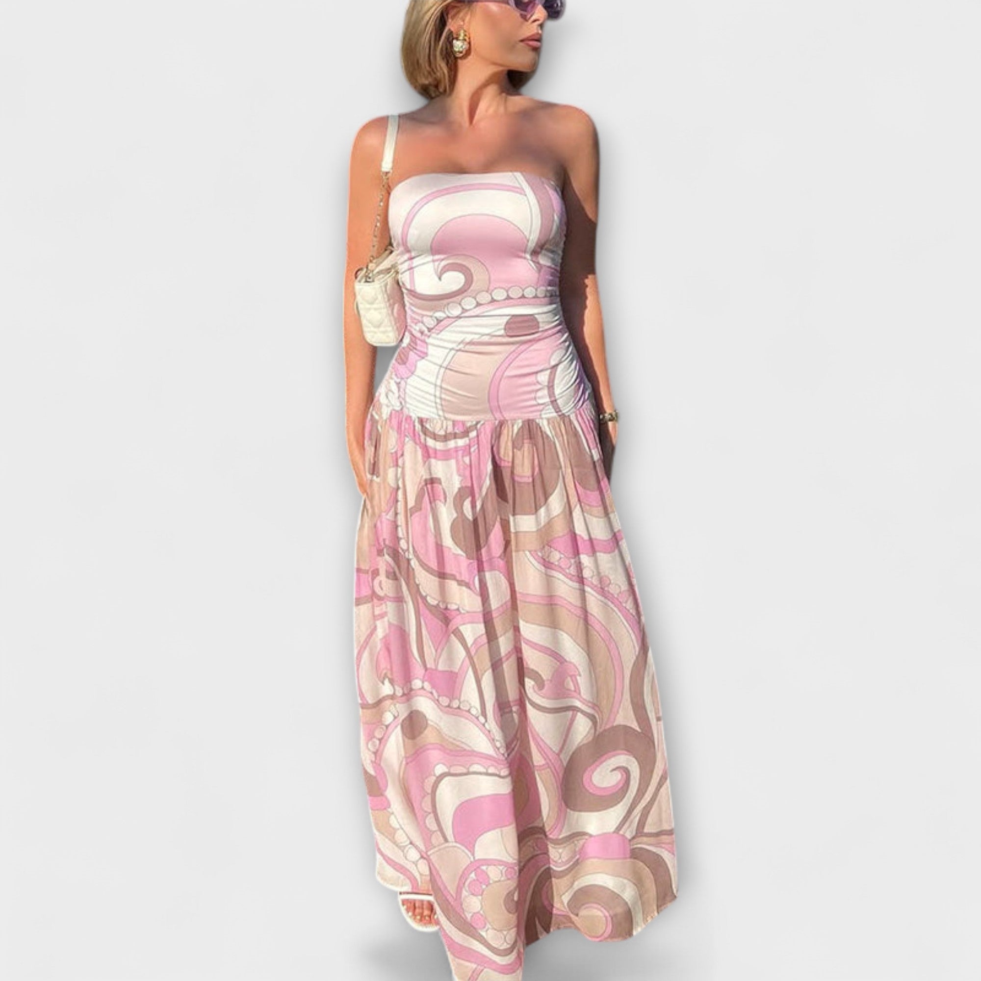 Tatum - Stunning Pastel Off-Shoulder Maxi Dress