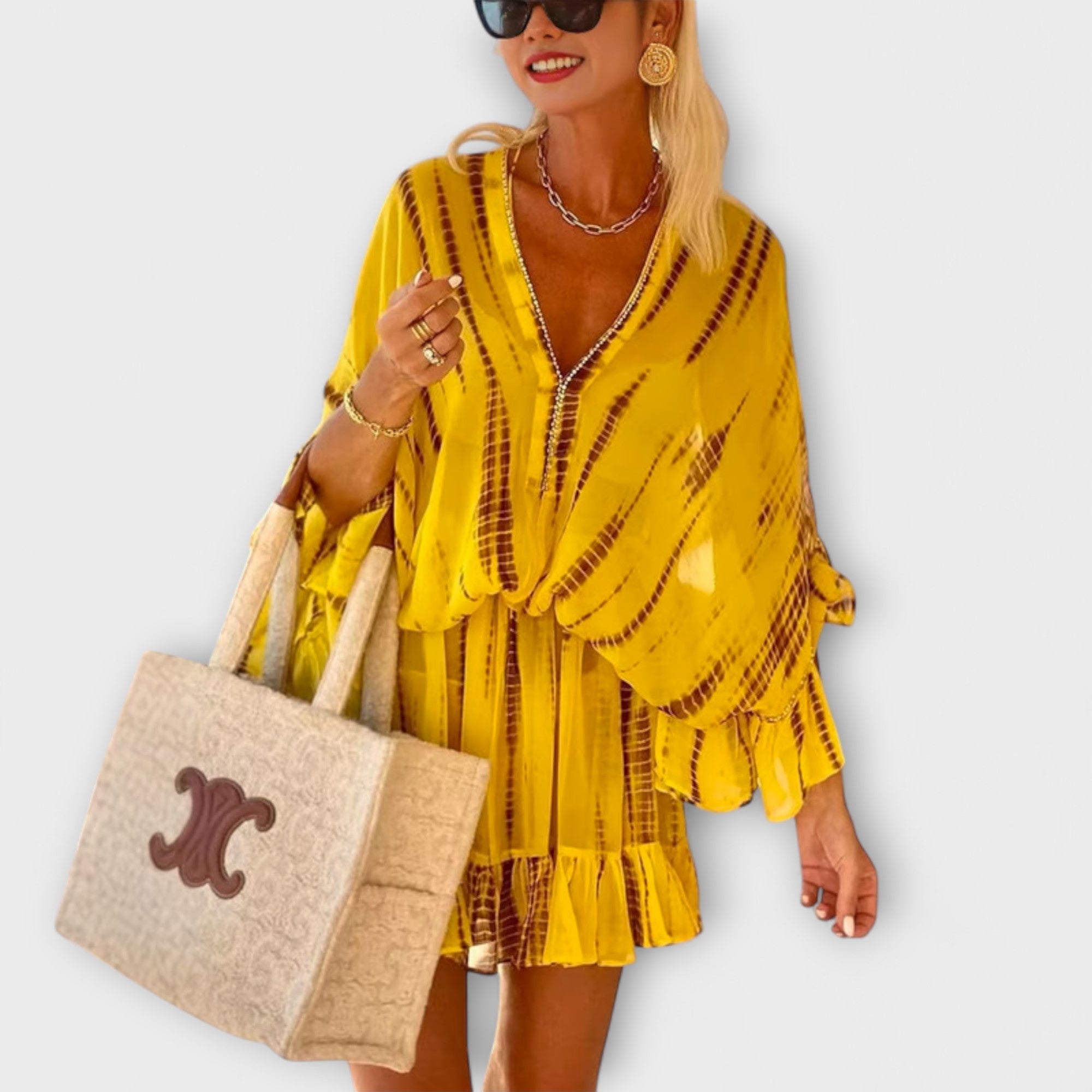 Adalyn - Stylish V-Neck High-Waisted Mini Dress