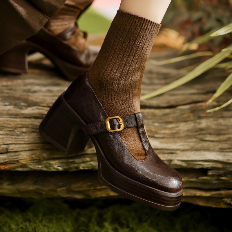 High Heel Mary Janes Sandals