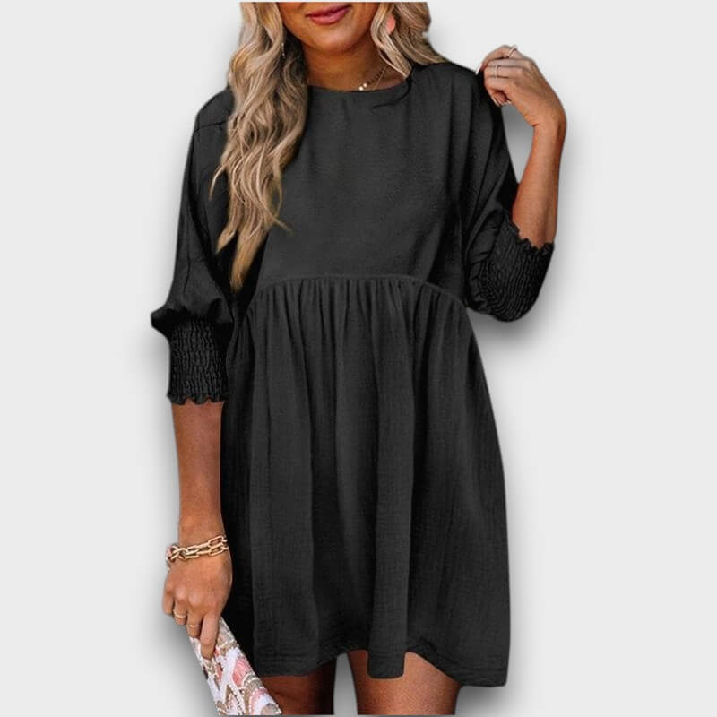 Elara – Casual Crew Neck Loose Fit Mini Dress
