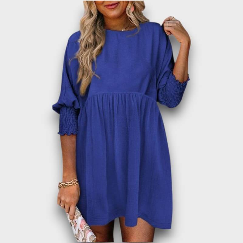 Elara – Casual Crew Neck Loose Fit Mini Dress