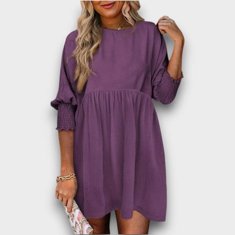 Elara – Casual Crew Neck Loose Fit Mini Dress