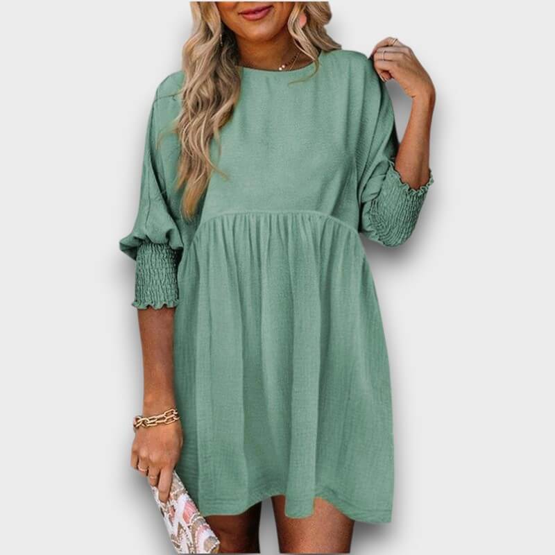 Elara – Casual Crew Neck Loose Fit Mini Dress