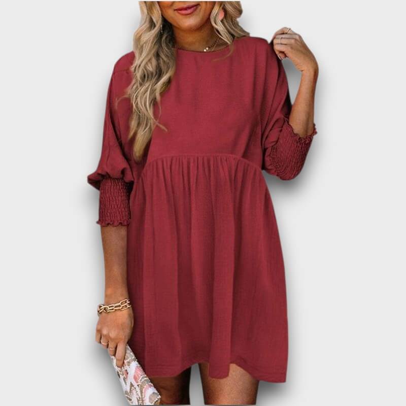 Elara – Casual Crew Neck Loose Fit Mini Dress