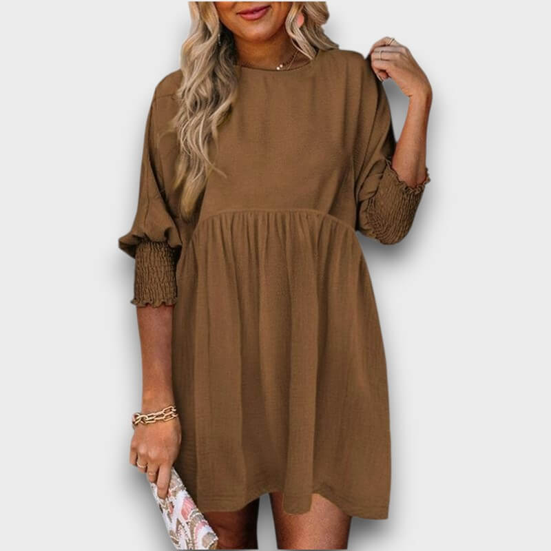 Elara – Casual Crew Neck Loose Fit Mini Dress