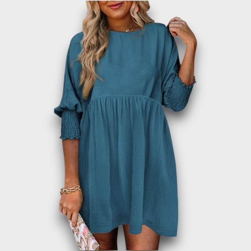Elara – Casual Crew Neck Loose Fit Mini Dress