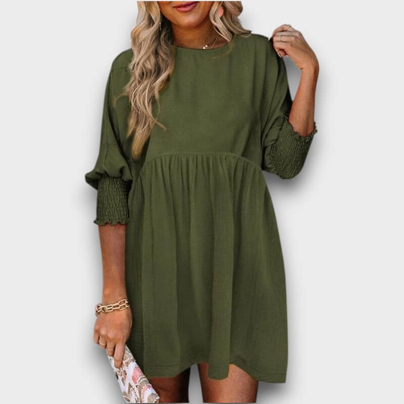 Elara – Casual Crew Neck Loose Fit Mini Dress