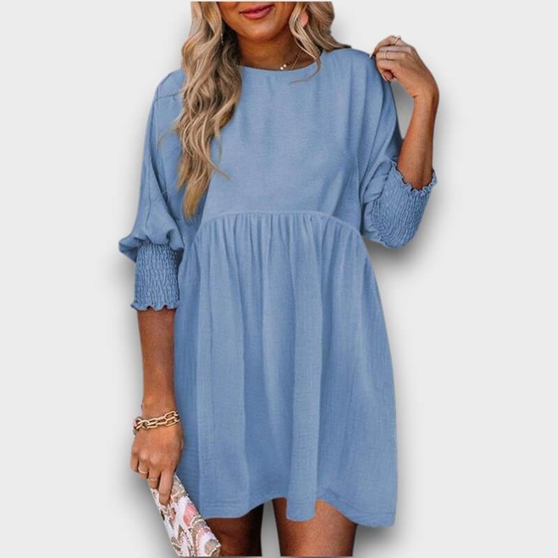 Elara – Casual Crew Neck Loose Fit Mini Dress