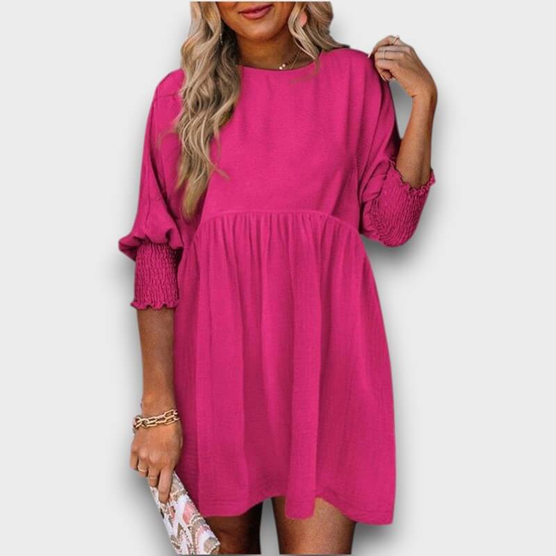 Elara – Casual Crew Neck Loose Fit Mini Dress