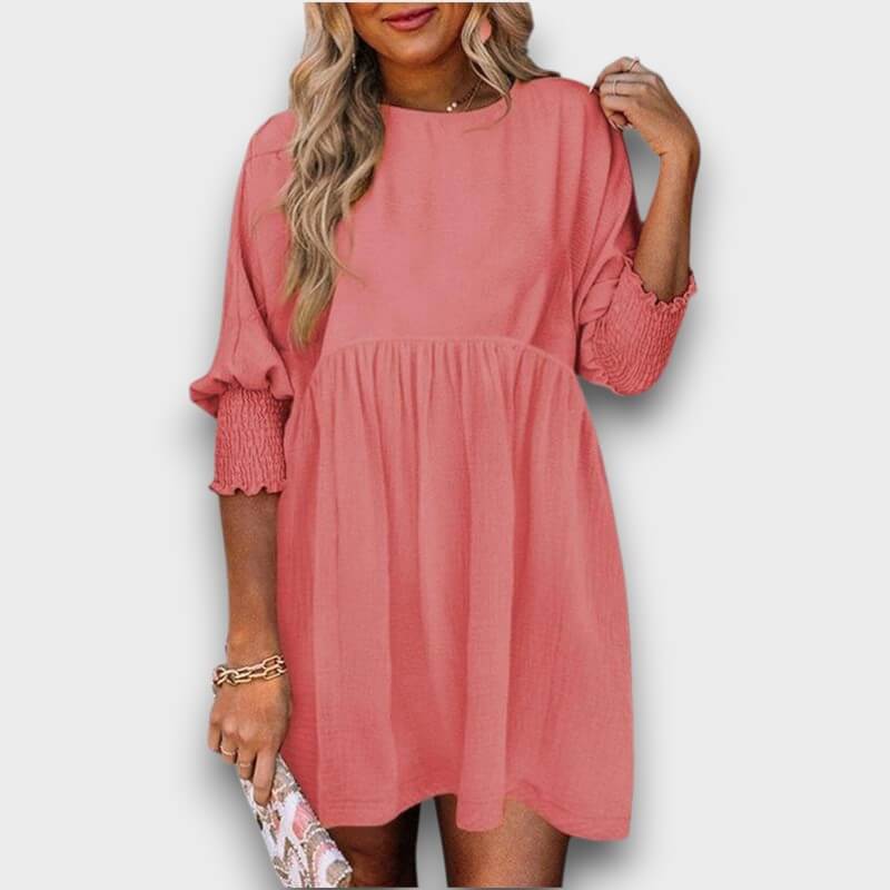 Elara – Casual Crew Neck Loose Fit Mini Dress