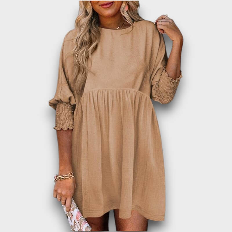 Elara – Casual Crew Neck Loose Fit Mini Dress