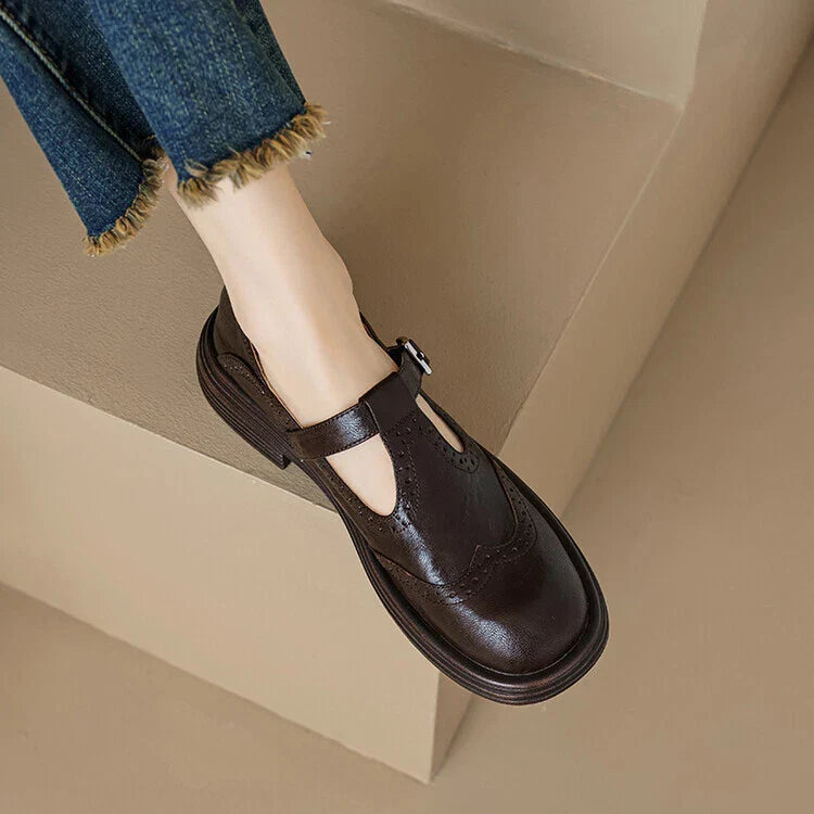 Leather Round Toe Shoes